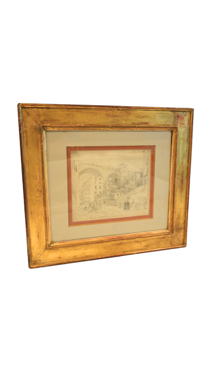 c. 1820 Théodore de Jolimont Drawing of the Pont de Carignan, Genoa