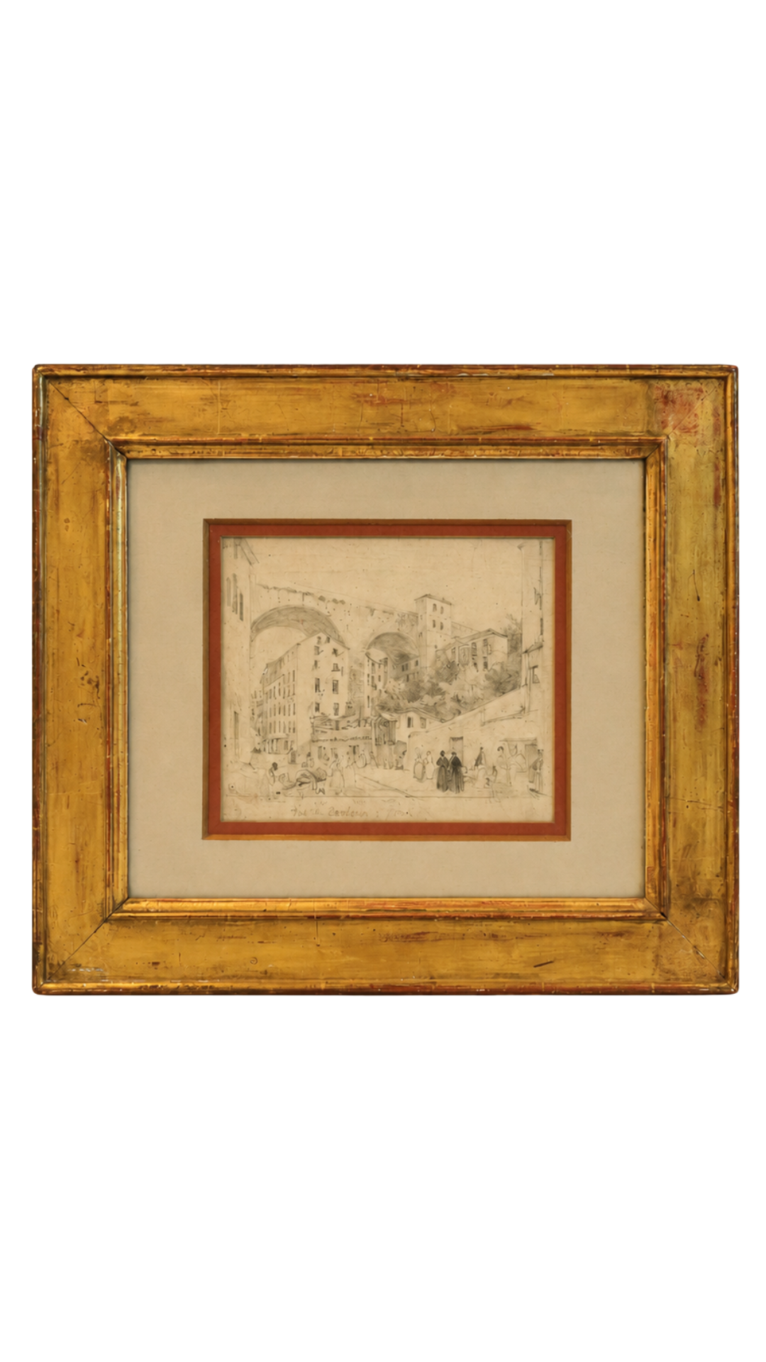 c. 1820 Théodore de Jolimont Drawing of the Pont de Carignan, Genoa