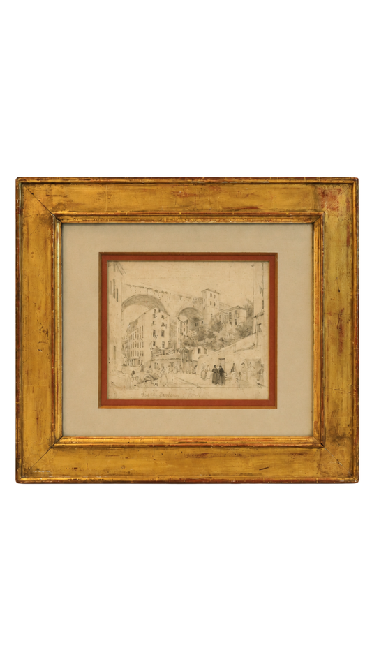 c. 1820 Théodore de Jolimont Drawing of the Pont de Carignan, Genoa
