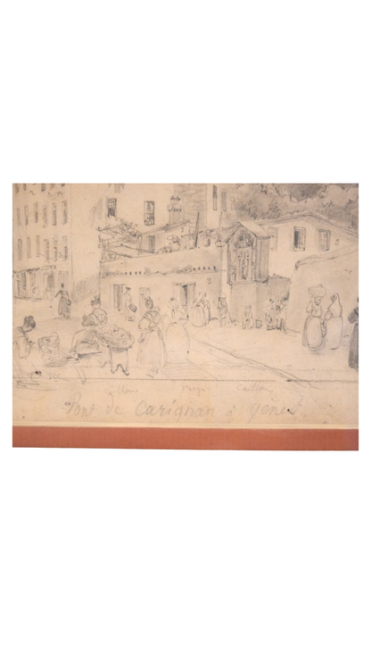 c. 1820 Théodore de Jolimont Drawing of the Pont de Carignan, Genoa