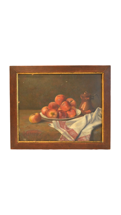 Signed 1932 Still Life with Apples by J. Roth