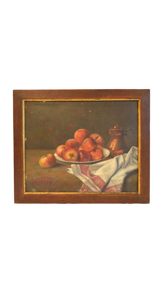 Signed 1932 Still Life with Apples by J. Roth