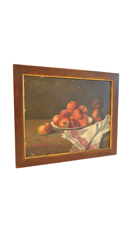 Signed 1932 Still Life with Apples by J. Roth