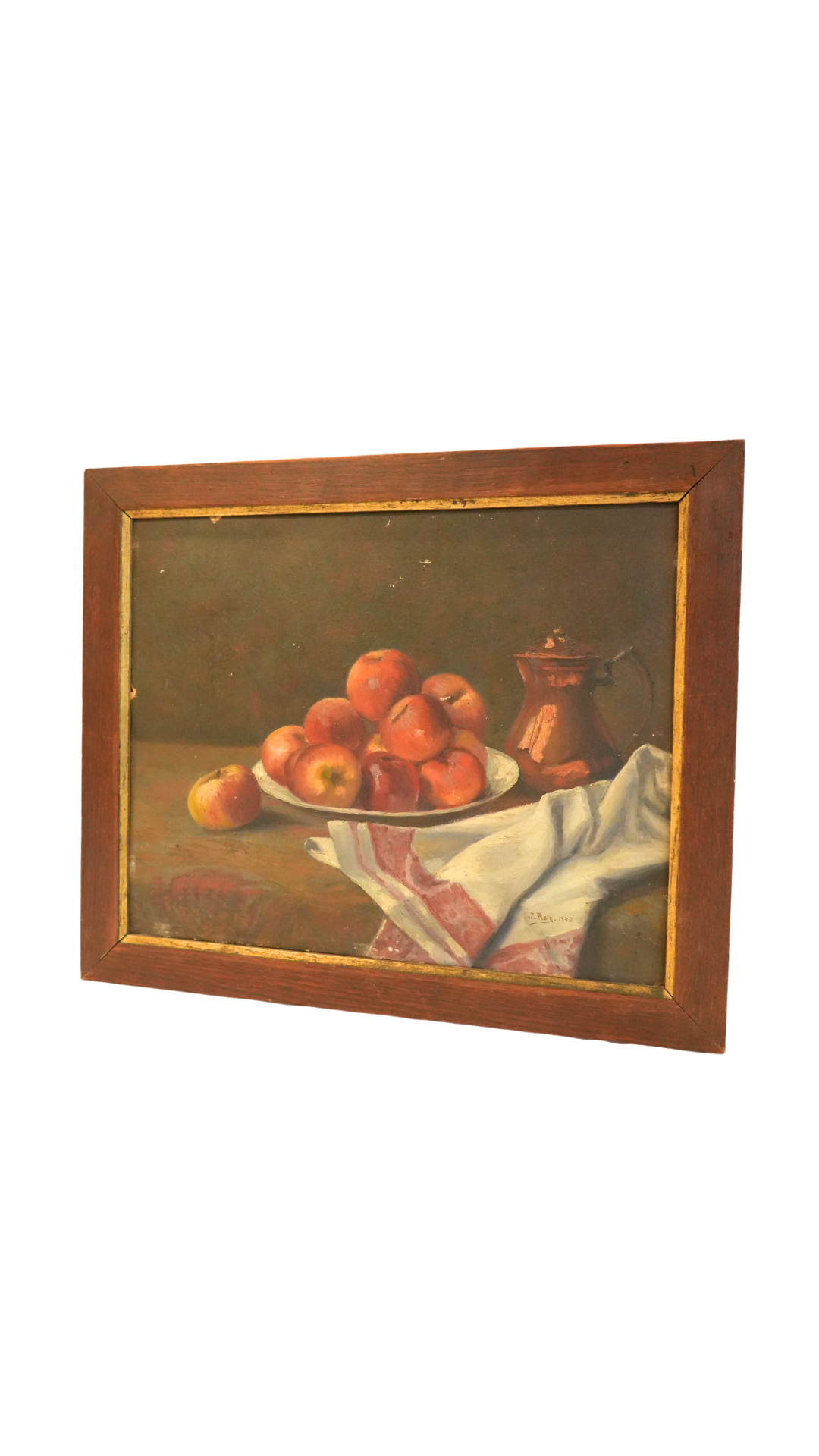 Signed 1932 Still Life with Apples by J. Roth