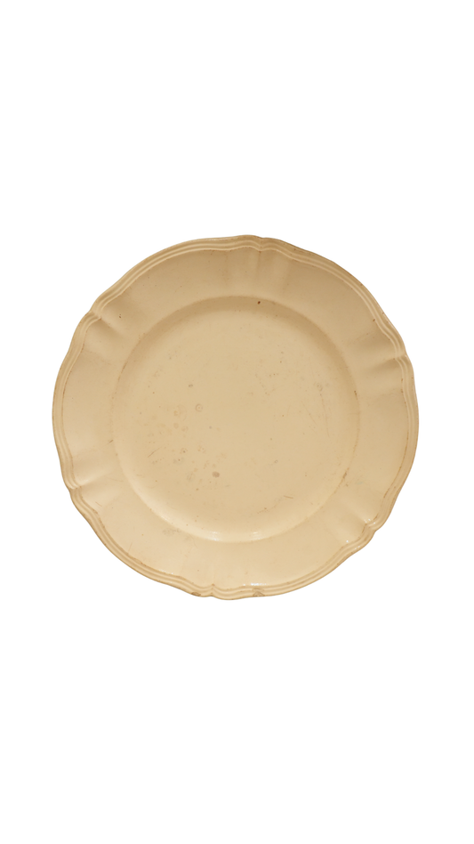 Antique French Digoin Cream Ironstone Scalloped Plate