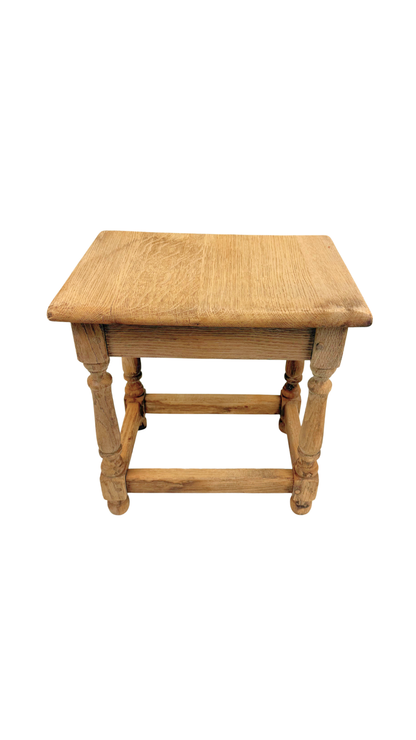 French Oak Stool with Turned Legs