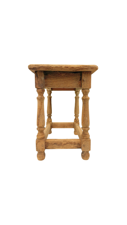 French Oak Stool with Turned Legs
