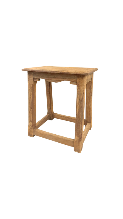French Oak Side Table with Scalloped Apron
