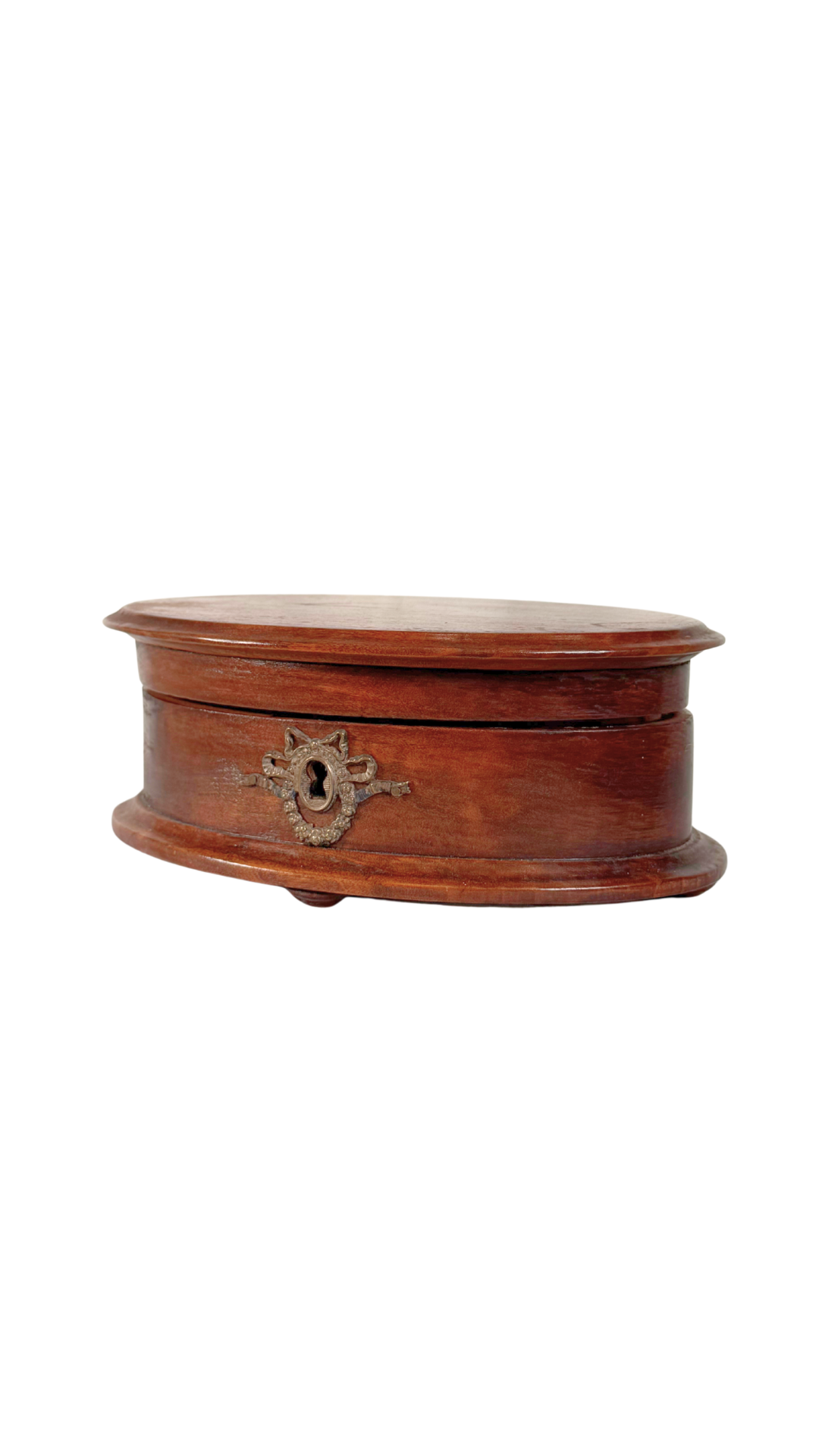 Oval Wooden Jewelry Box with Mirror