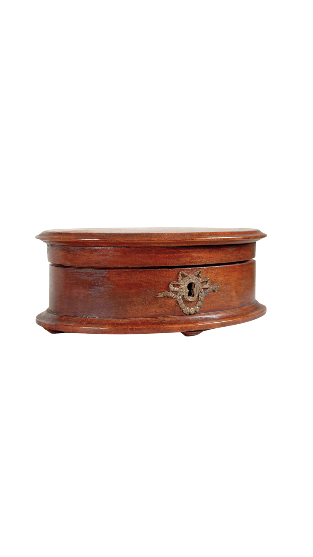 Oval Wooden Jewelry Box with Mirror