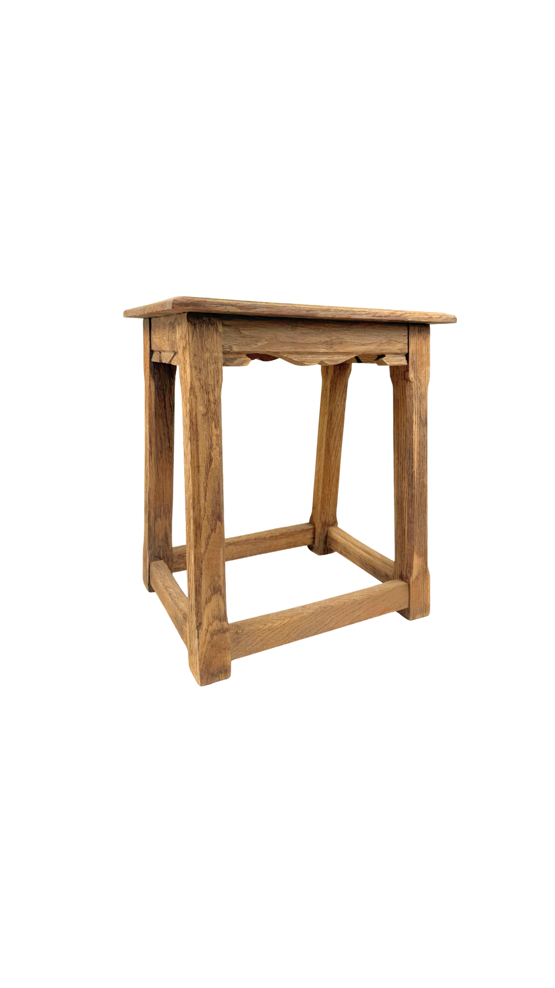 French Oak Side Table with Scalloped Apron