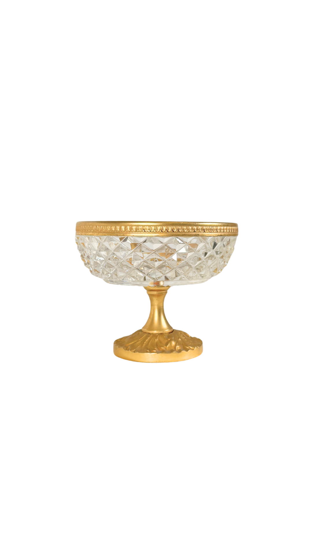 French Cut Crystal & Gilt Bronze Pedestal Compote