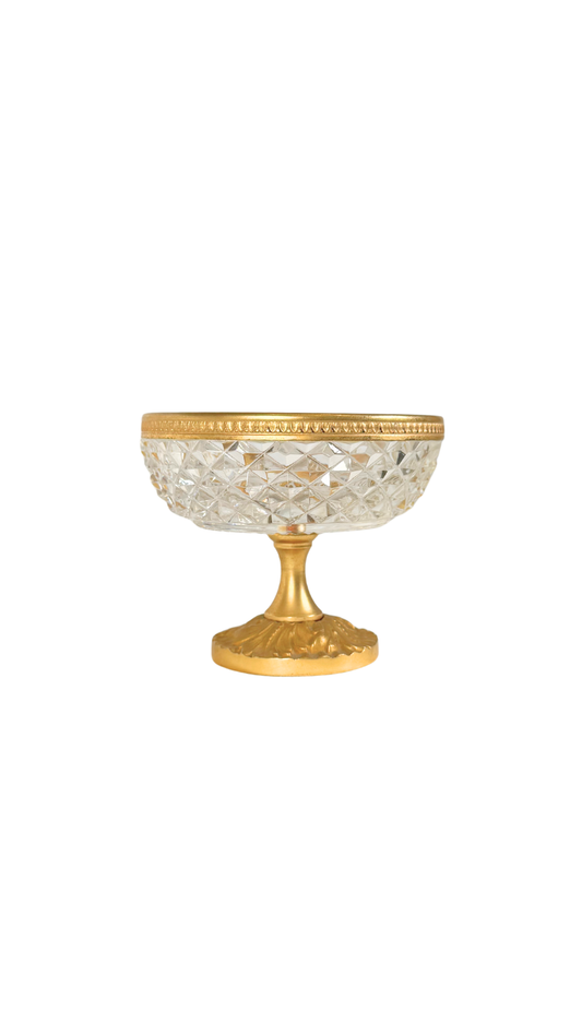 French Cut Crystal & Gilt Bronze Pedestal Compote