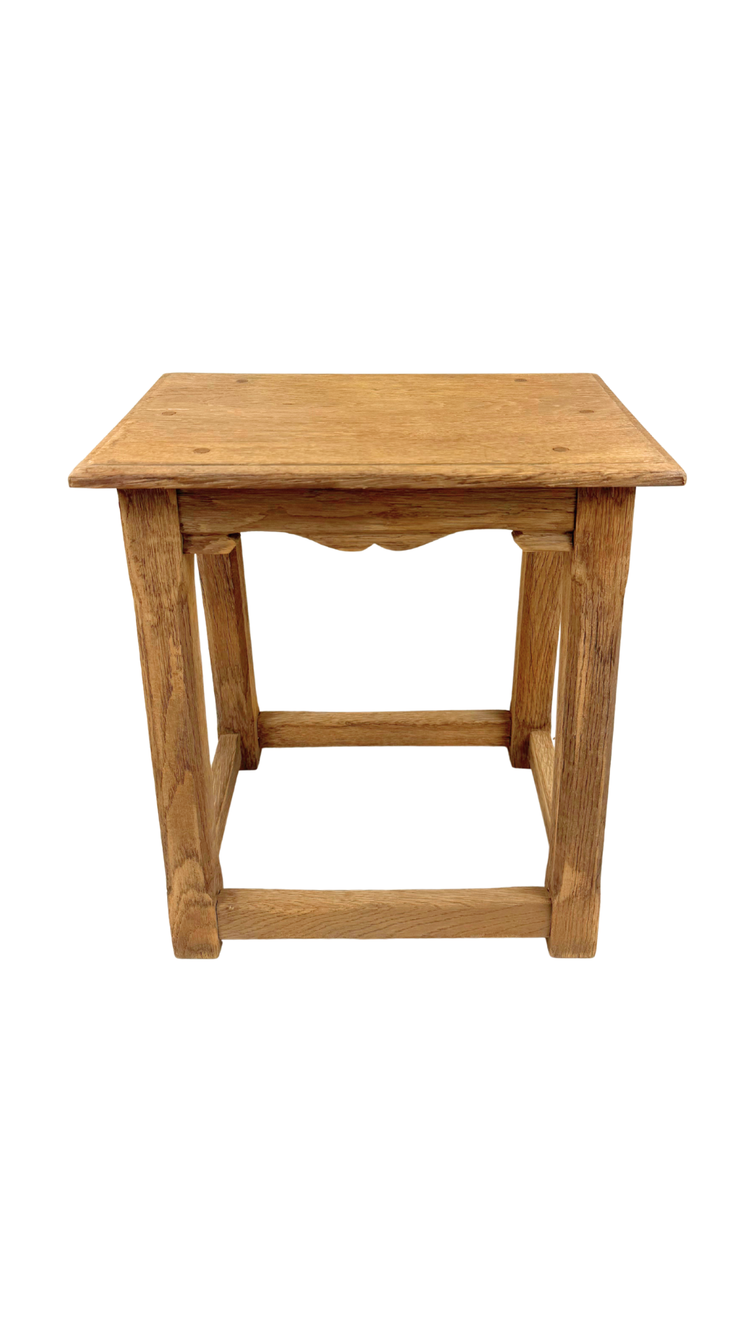 French Oak Side Table with Scalloped Apron