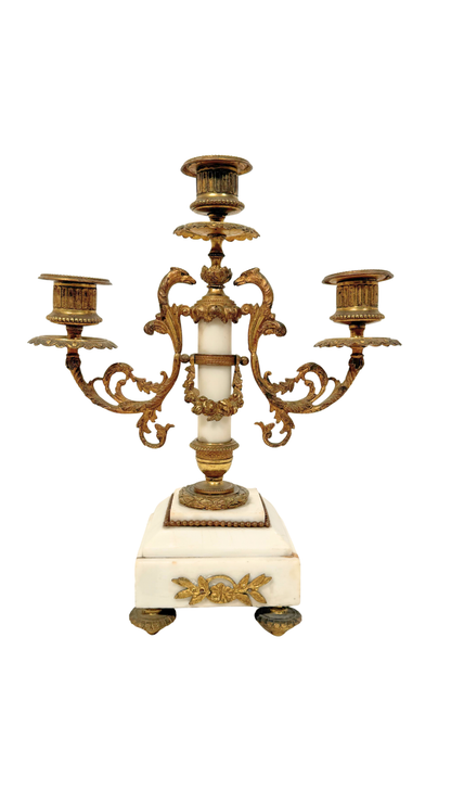 Empire Style Gilt Bronze & Marble Candelabra Pair