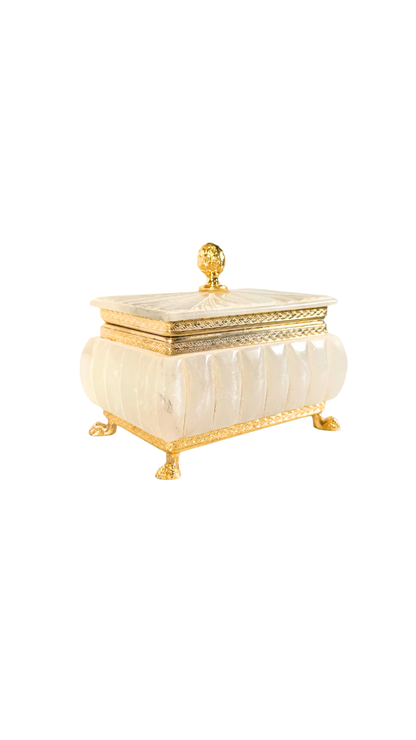 White Alabaster & Gilt Bronze Box