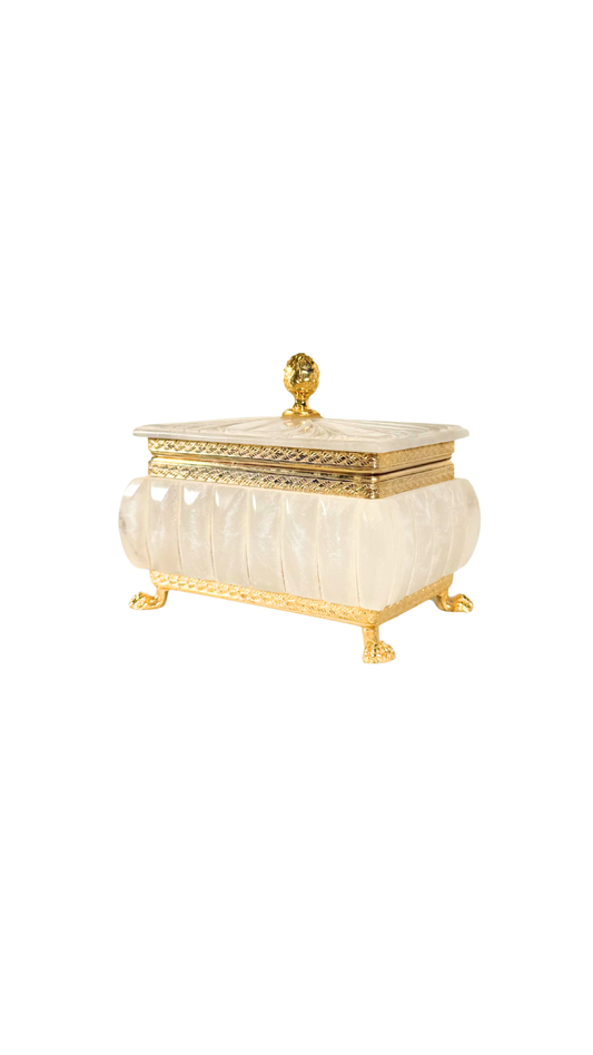 White Alabaster & Gilt Bronze Box