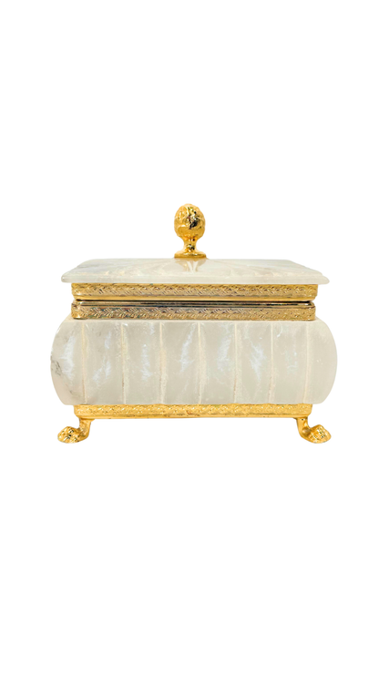 White Alabaster & Gilt Bronze Box