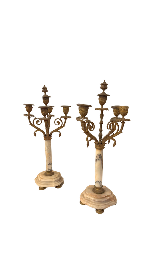 French Marble Candelabra Set