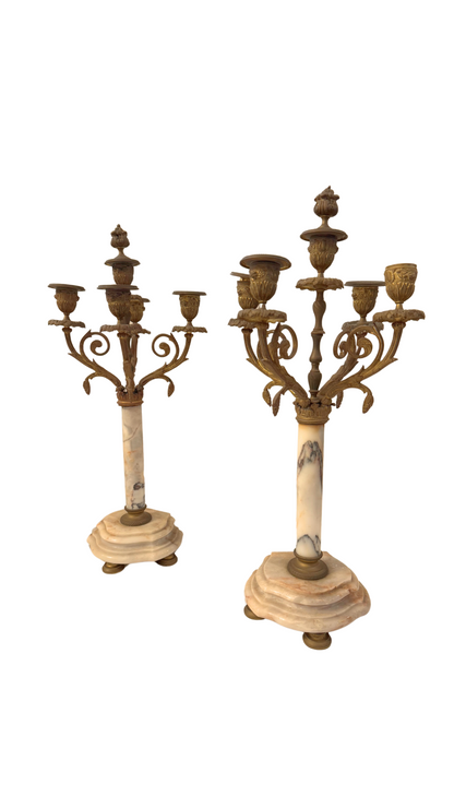 French Marble Candelabra Set