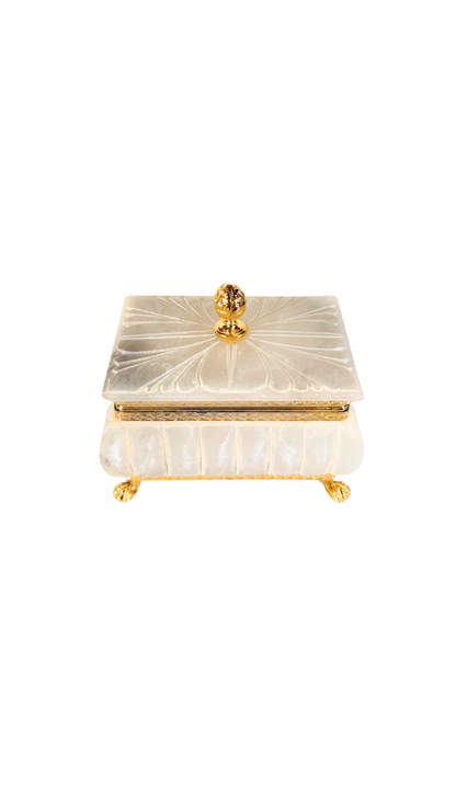 White Alabaster & Gilt Bronze Box