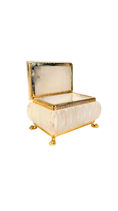 White Alabaster & Gilt Bronze Box