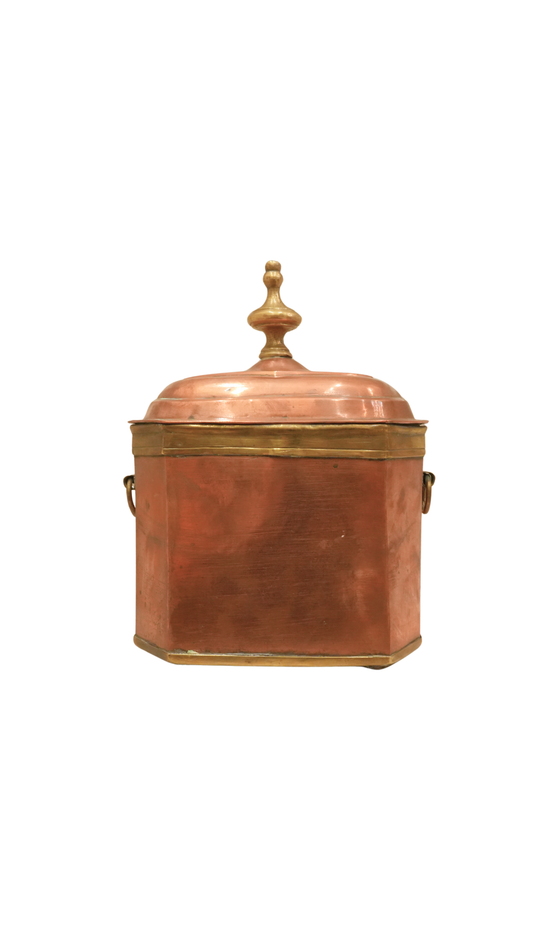Vintage French Copper and Brass Lidded Decorative Box