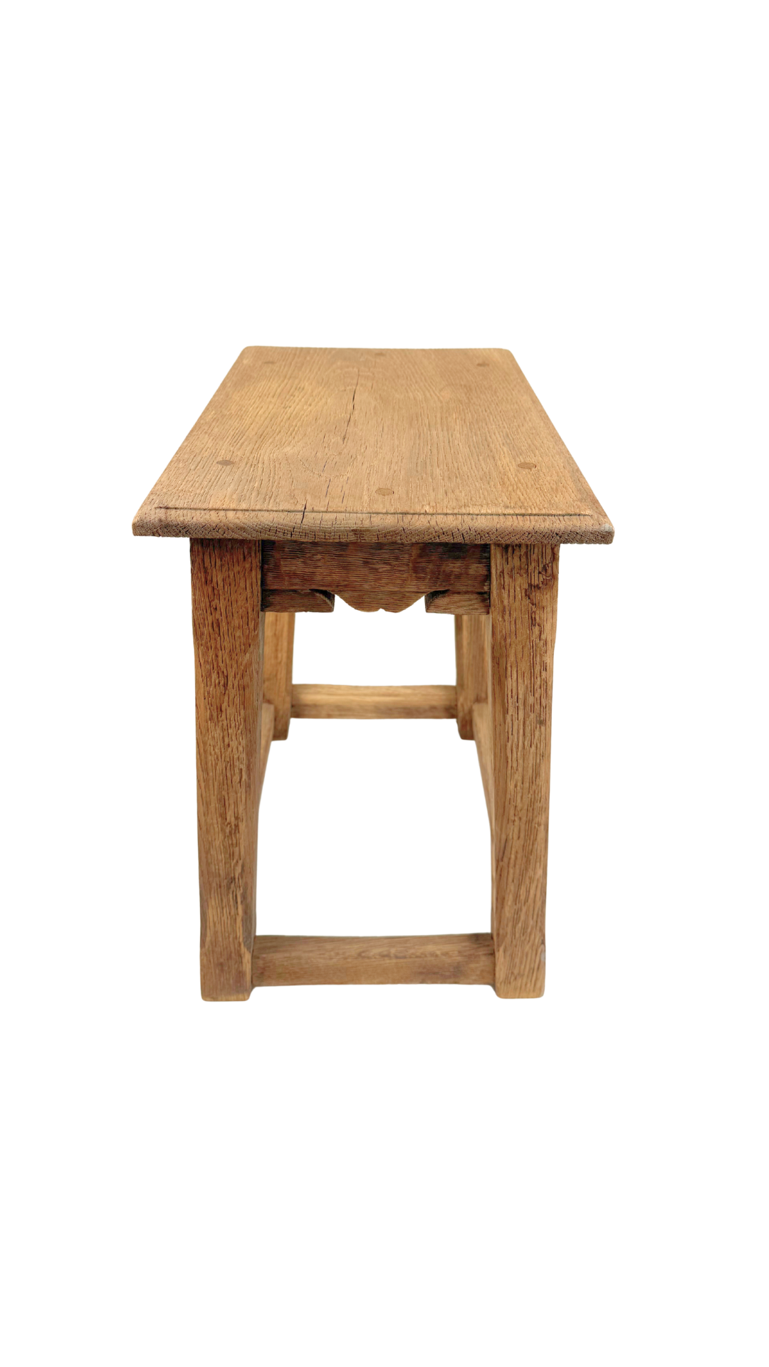 French Oak Side Table with Scalloped Apron