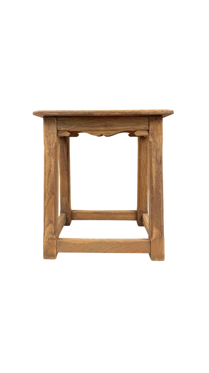 French Oak Side Table with Scalloped Apron