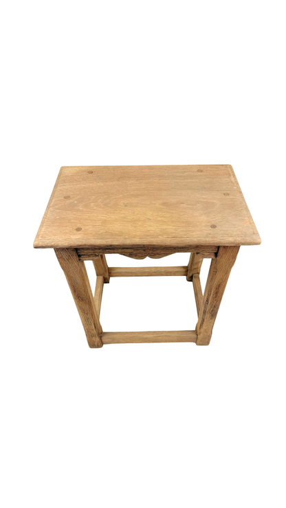 French Oak Side Table with Scalloped Apron