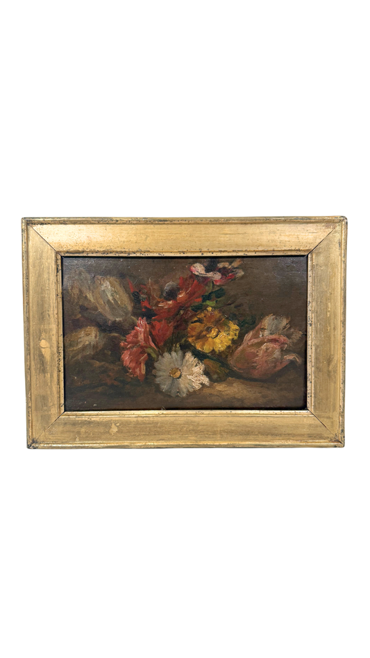 French Floral Still Life Oil Painting on Panel