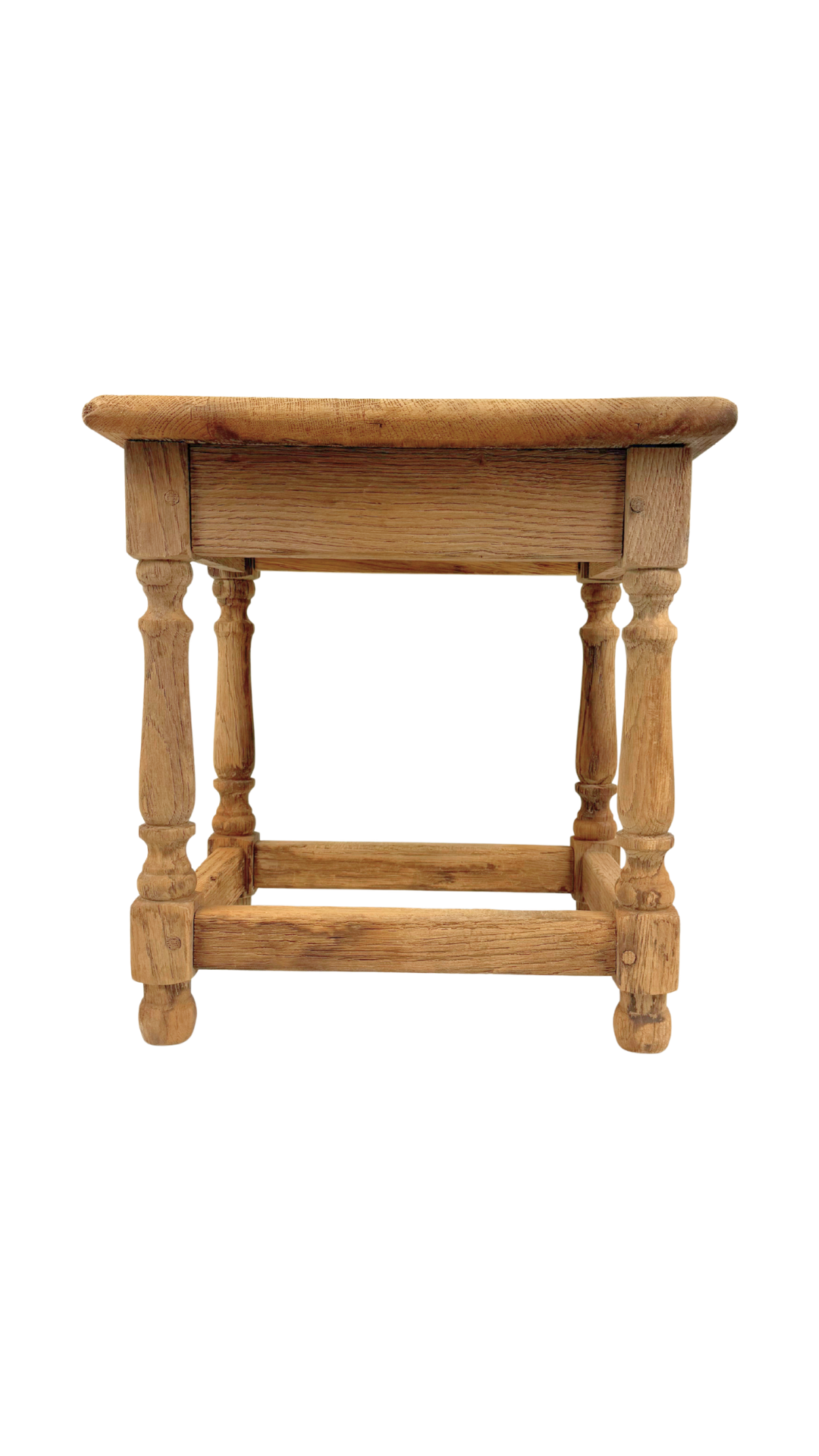 French Oak Stool with Turned Legs