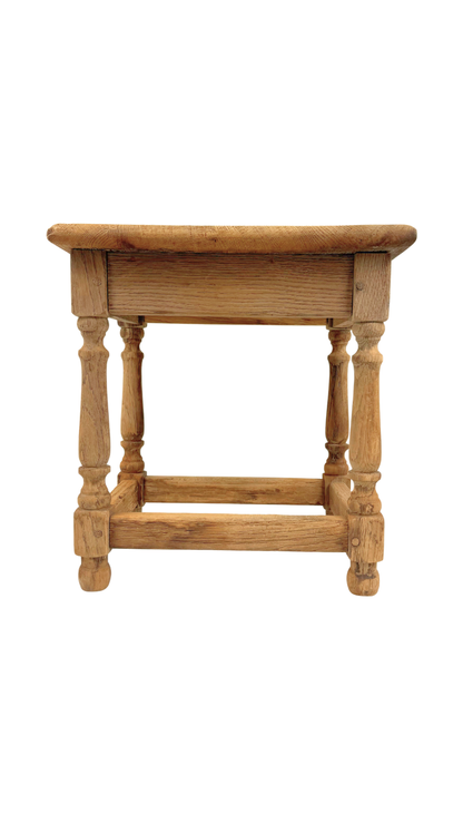 French Oak Stool with Turned Legs