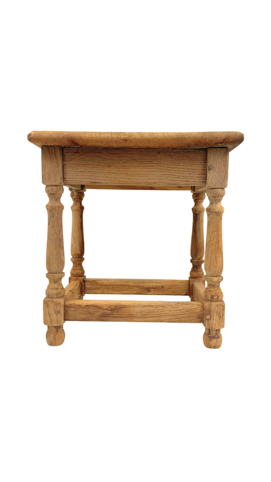French Oak Stool with Turned Legs