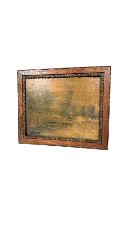 Rustic Landscape Oil Painting Signed