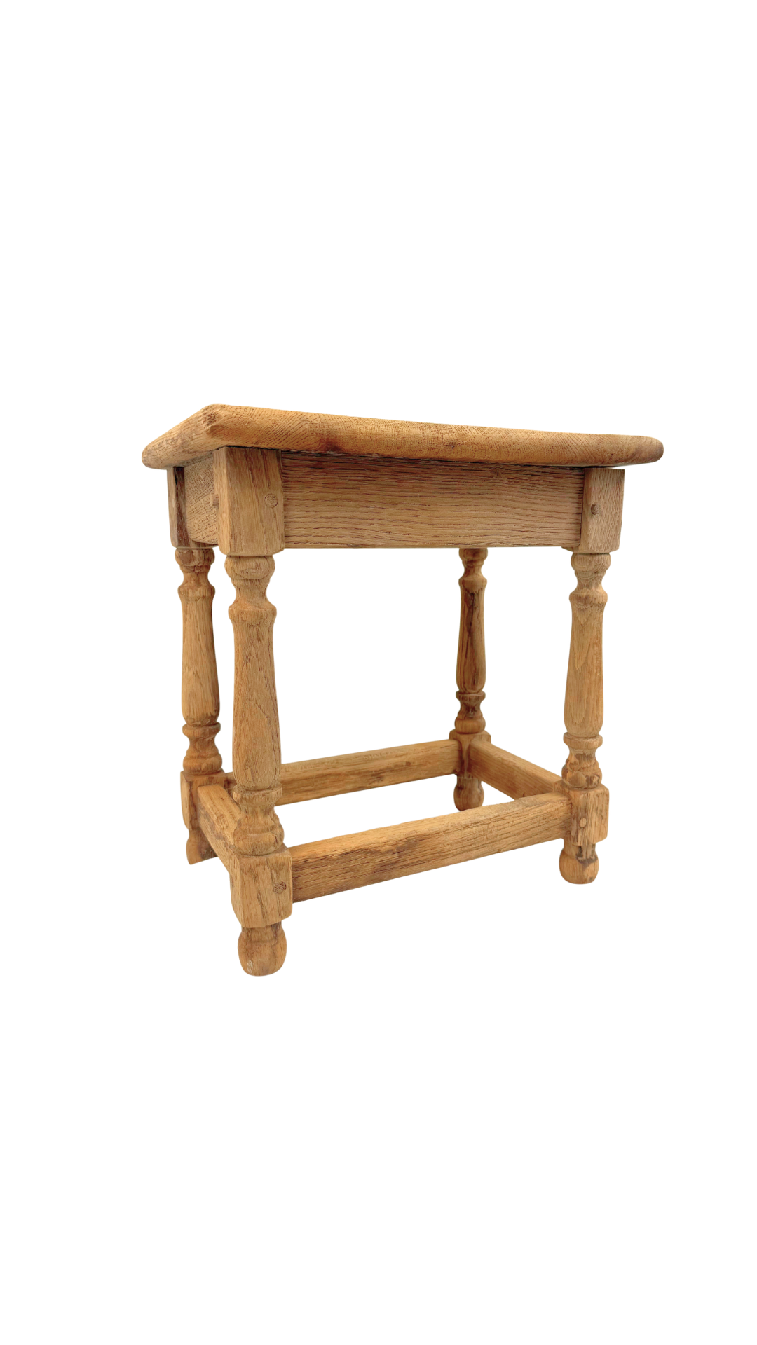 French Oak Stool with Turned Legs