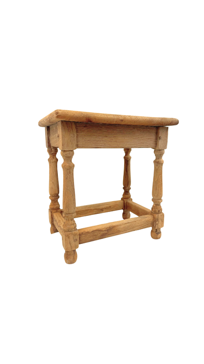 French Oak Stool with Turned Legs