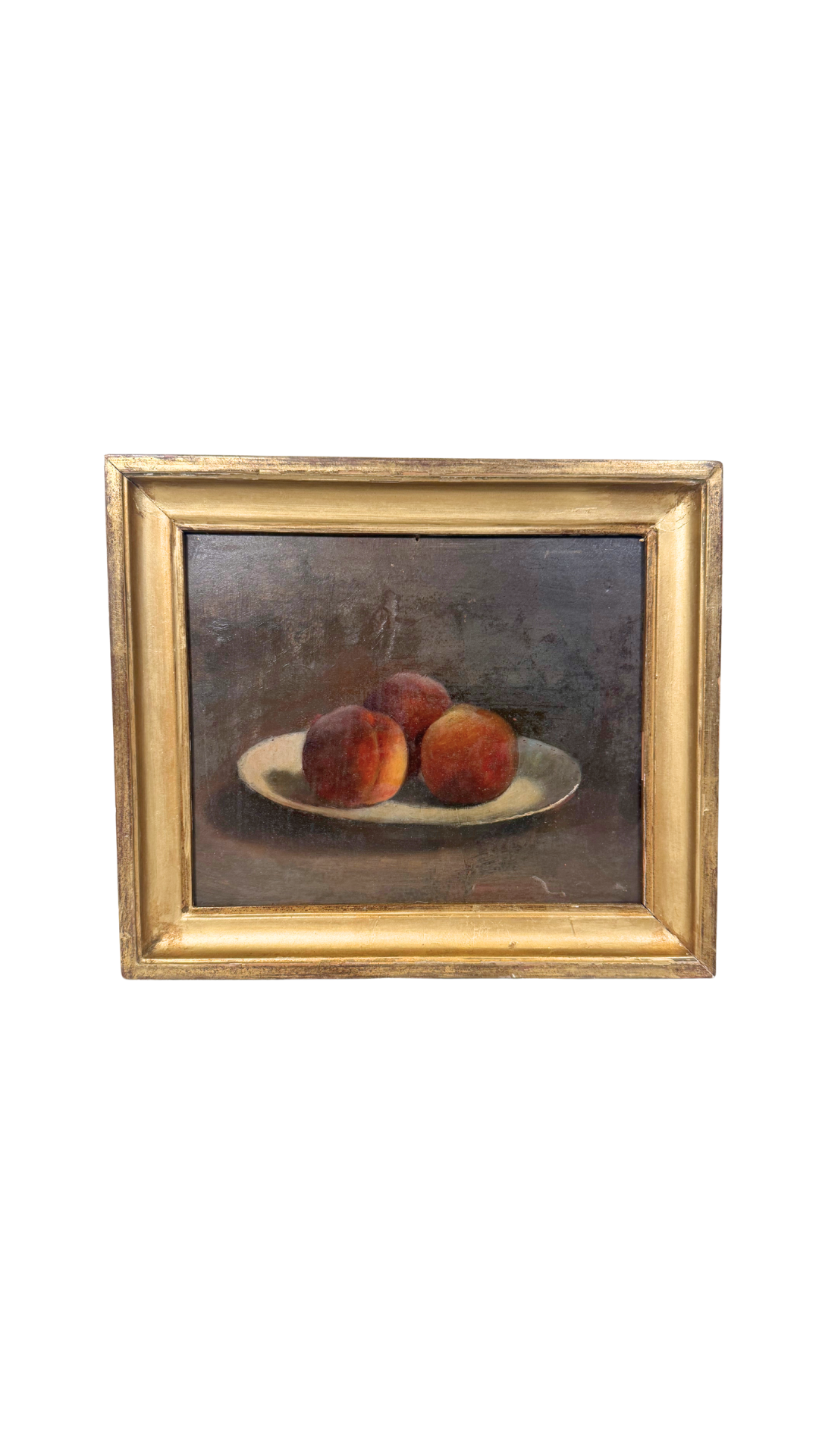 Still Life Oil Painting of Peaches on a Plate