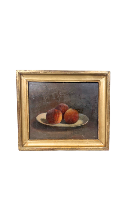 Still Life Oil Painting of Peaches on a Plate