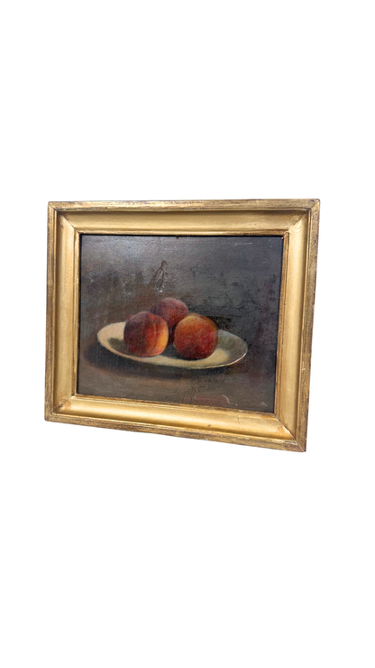 Still Life Oil Painting of Peaches on a Plate