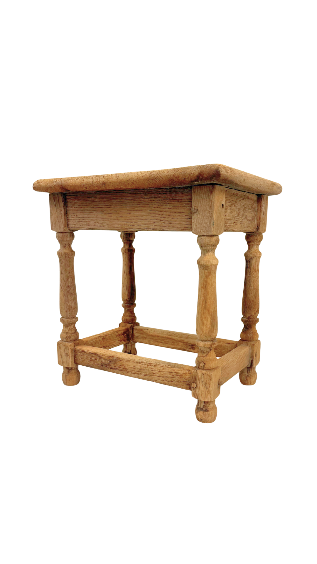 French Oak Stool with Turned Legs