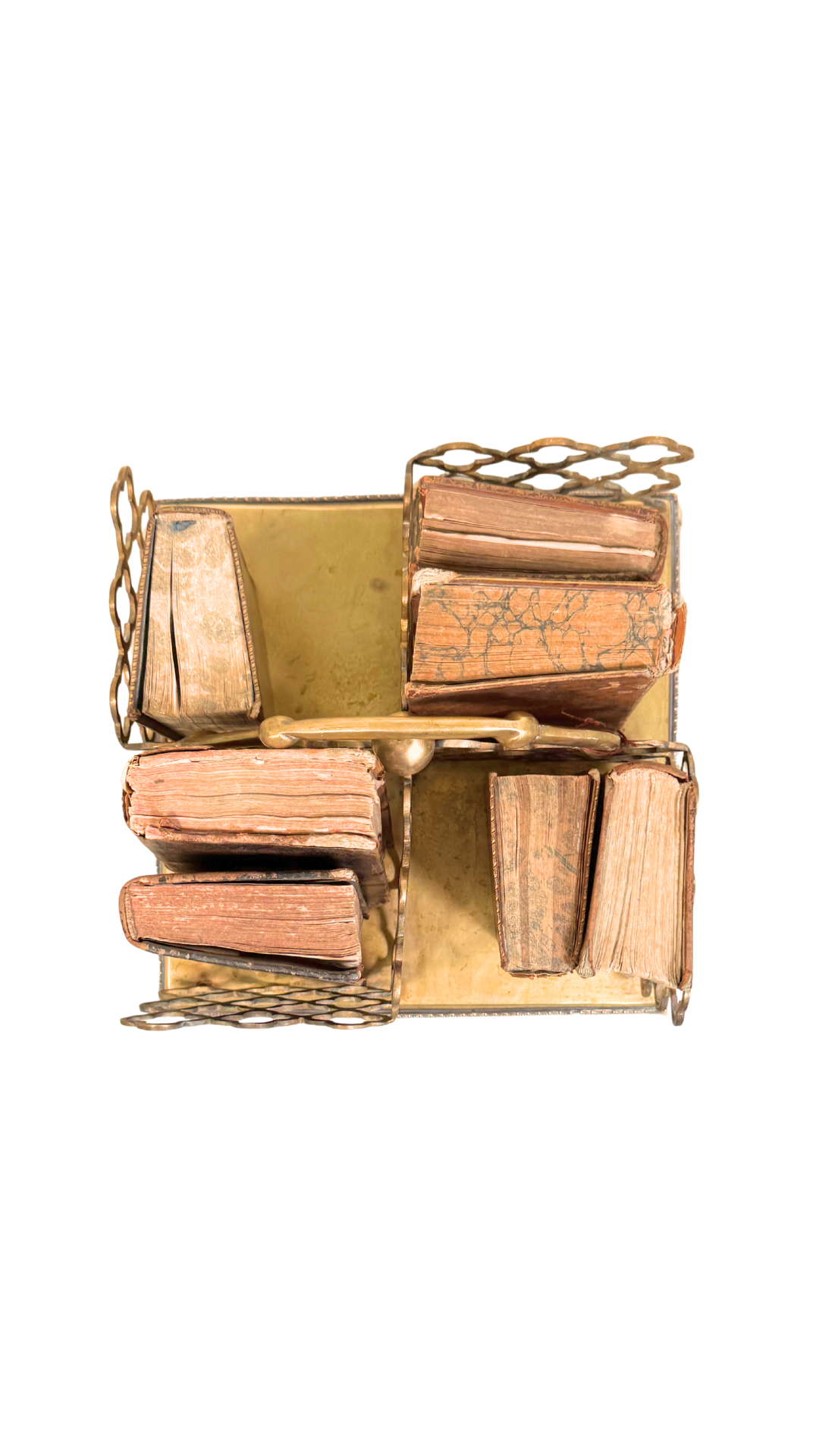 Vintage Brass Quatrefoil Book Caddy