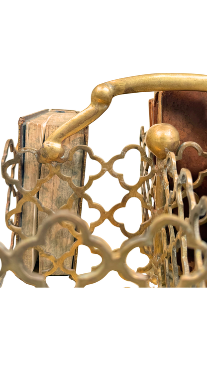 Vintage Brass Quatrefoil Book Caddy