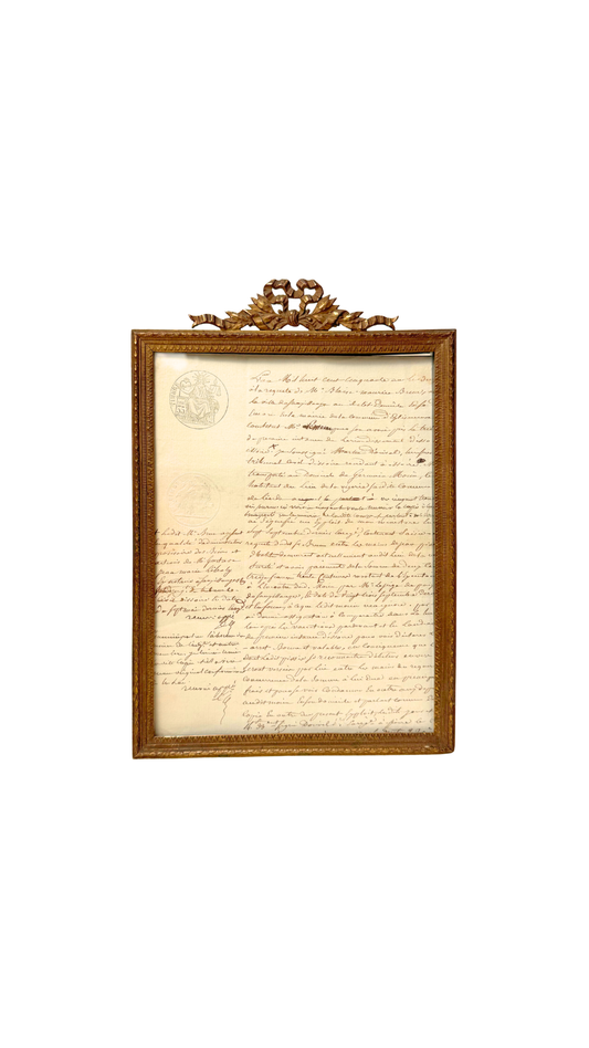 French Gilt Frame with Bow & Laurel Crest