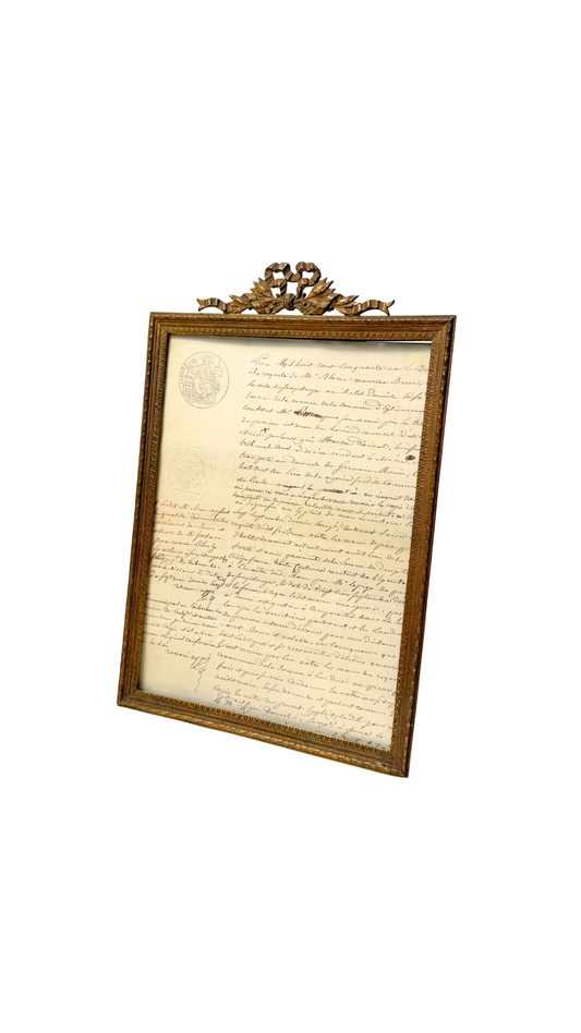 French Gilt Frame with Bow & Laurel Crest