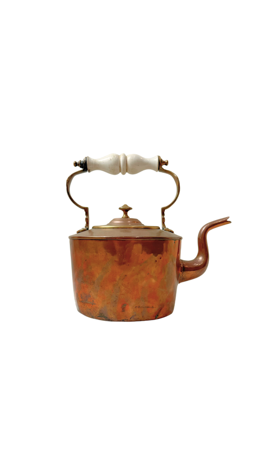 French Copper Kettle with Ironstone Handle