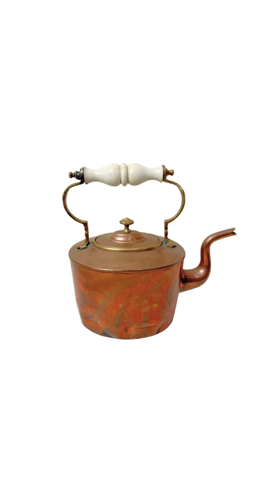French Copper Kettle with Ironstone Handle