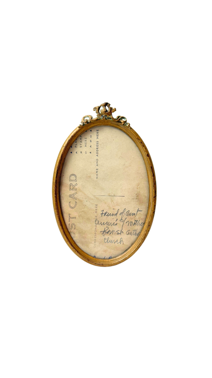Vintage Oval Gilt Tabletop Frame with Crest Detail