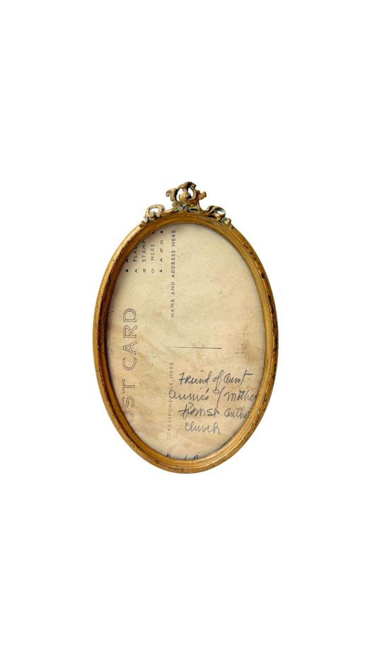Vintage Oval Gilt Tabletop Frame with Crest Detail