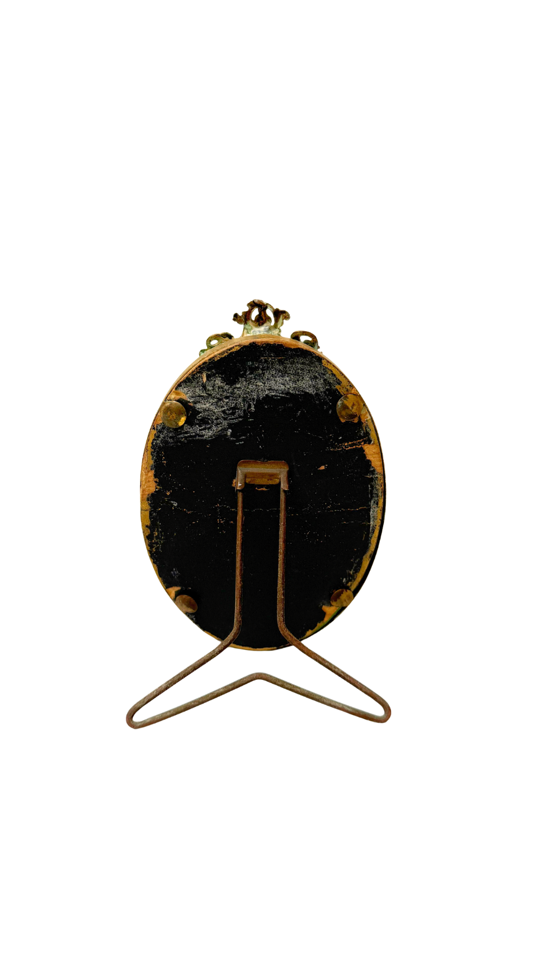 Vintage Oval Gilt Tabletop Frame with Crest Detail